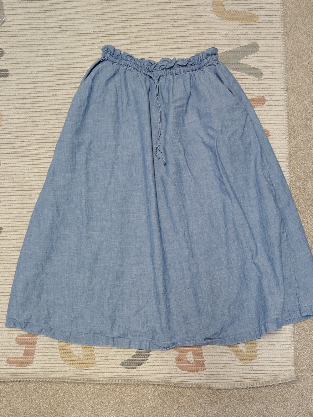 J. Crew Light Blue Soft A-Line Drawstring Midi Skirt With Pockets Size Small